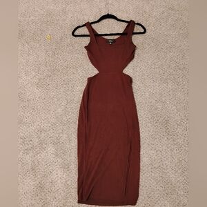 Elegant Brown Sleeveless Dress